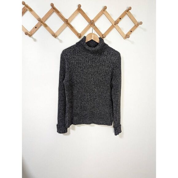 Eddie Bauer Gray Ribbed Knit Long Sleeve Turtleneck Sweater - Size L - Picture 1 of 5